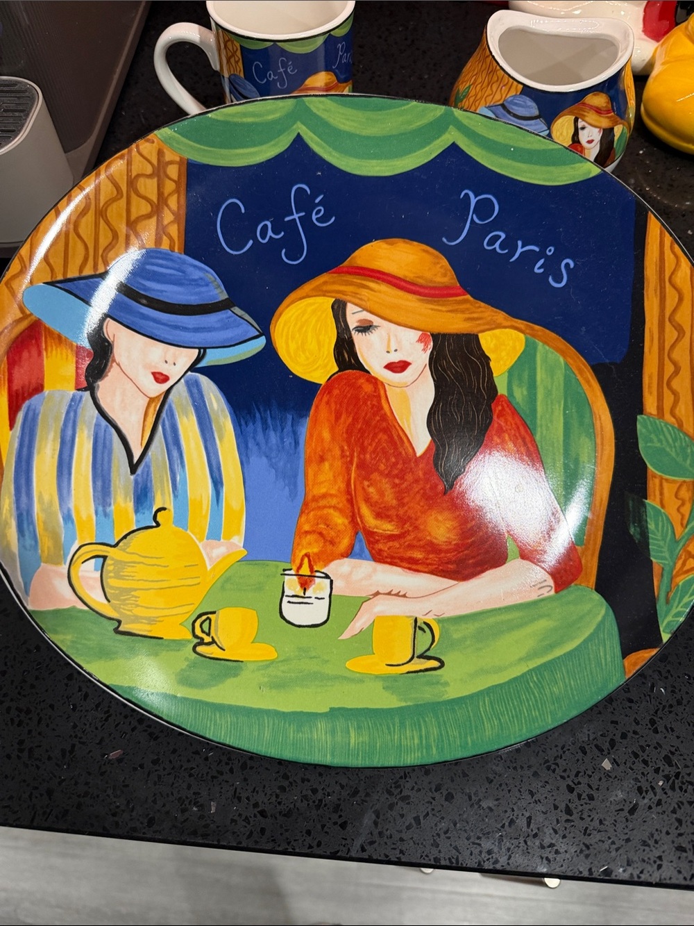 Cafe Paris Decorative Plate with Colorful Café Scene